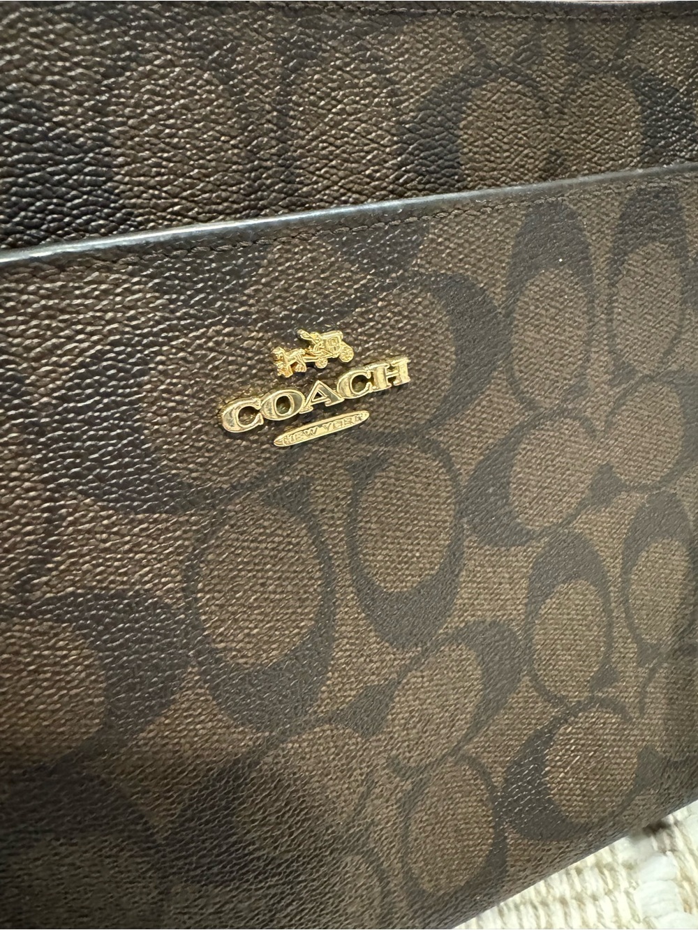 Coach Brown Signature Canvas Crossbody with Gold Hardware - Picture 2 of 5